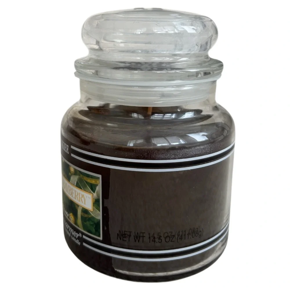 Yankee Candle Jar Holiday Bayberry Rare Vintage Black Band Dark Green 14.5 Oz